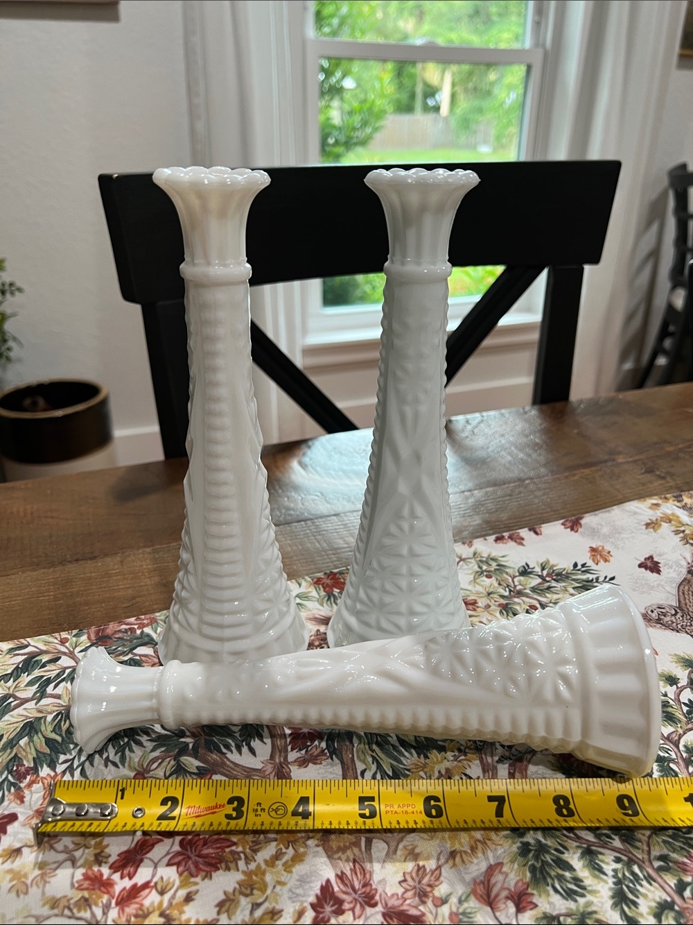 Vintage Milk Glass Bud Vase Pair - White Decorative Home Accent 9 inch
